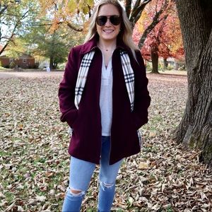 Womens plum colored pea coat